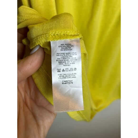 Ann Taylor Yellow Blouse Square Neckline Elastic Hem Size Small - Picture 3 of 8